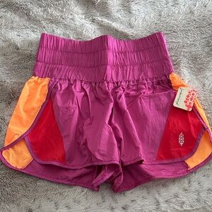 FP Movement by Free People Magenta Athletic Shorts with Orange & Red Panels